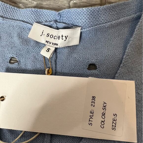 NWT J. Society New York perforated blue sweater sz S - Picture 6 of 6